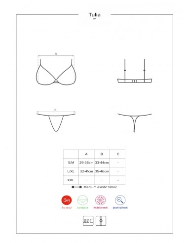 Komplet Bielizny Tulia 2-Częściowy Czarny  S/M - Komplety bielizny erotycznej - 5