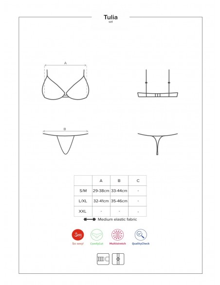 Komplet Bielizny Tulia 2-Częściowy Czarny  S/M - Komplety bielizny erotycznej - 5