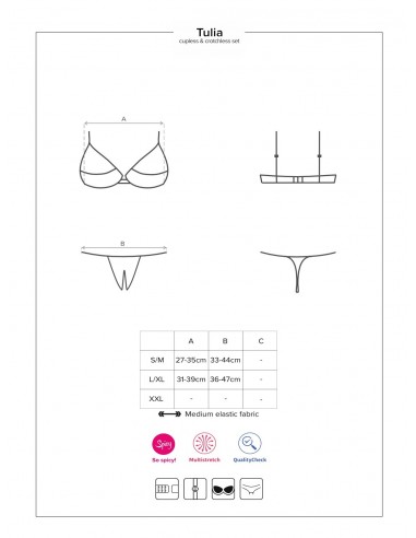 Komplet Bielizny Tulia 2-Częściowy Otwarty Czarny  S/M - Komplety bielizny erotycznej - 5