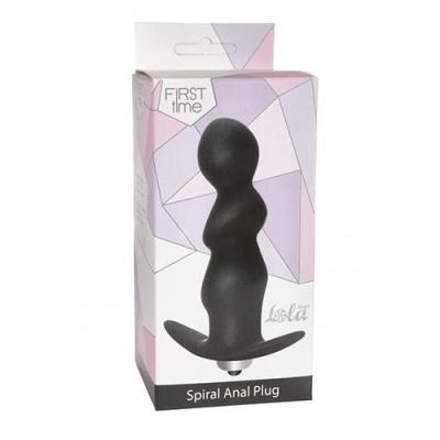 Korek analny wibracyjny Plug-Anal Spiral Vibrating Black - spirala stymulująca, 7 trybów wibracji, 9,5 cm - 1 2
