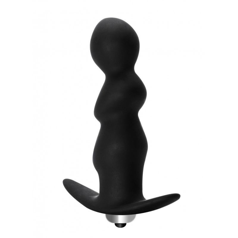 Korek analny wibracyjny Plug-Anal Spiral Vibrating Black - spirala stymulująca, 7 trybów wibracji, 9,5 cm - 3