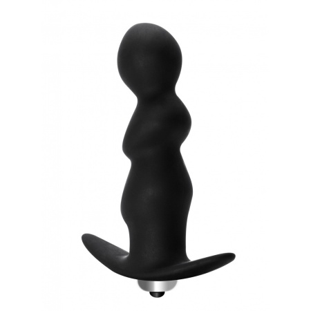 Korek analny wibracyjny Plug-Anal Spiral Vibrating Black - spirala stymulująca, 7 trybów wibracji, 9,5 cm - 3