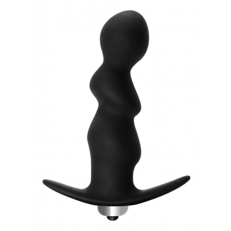 Korek analny wibracyjny Plug-Anal Spiral Vibrating Black - spirala stymulująca, 7 trybów wibracji, 9,5 cm - 1