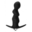 Korek analny wibracyjny Plug-Anal Spiral Vibrating Black - spirala stymulująca, 7 trybów wibracji, 9,5 cm - 1