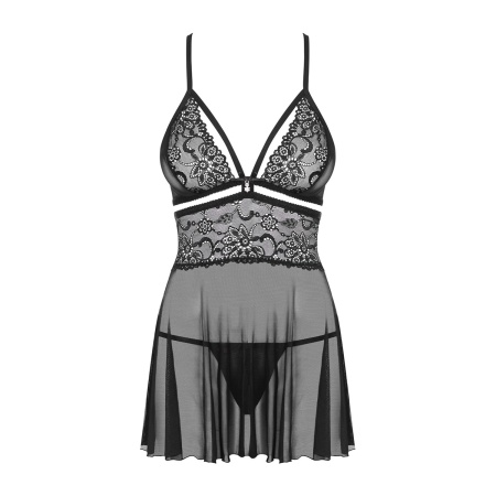 Bielizna nocna 838-Bab-1 Babydoll I Stringi Czarna Xxl - 6