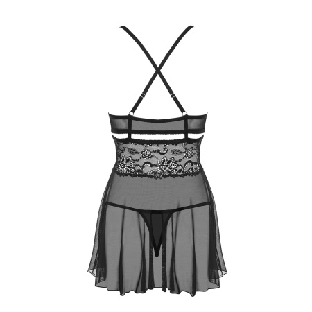 Bielizna nocna 838-Bab-1 Babydoll I Stringi Czarna Xxl - 7