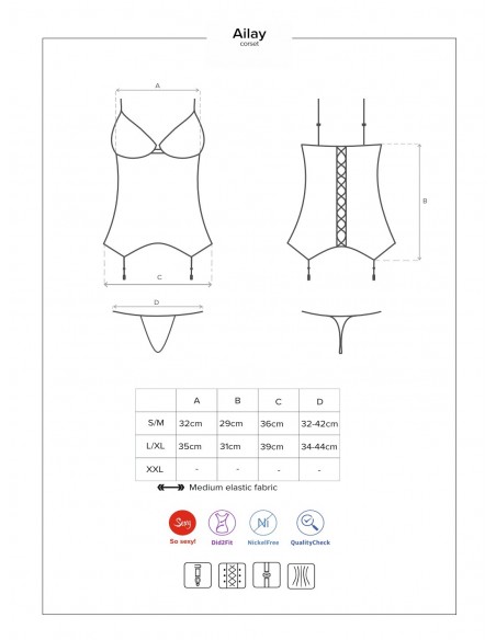 Zestaw Ailay Gorset I Stringi Czarny - Komplety bielizny erotycznej - 7