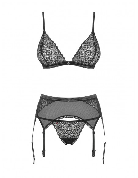 Komplet Bielizny Shibu 3-Częściowy Czarny  S/M - Komplety bielizny erotycznej - 5