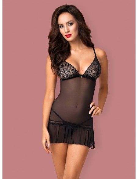 Bielizna Nocna Shibu Koszulka I Stringi Czarna L/Xl - Koszule nocne - 3