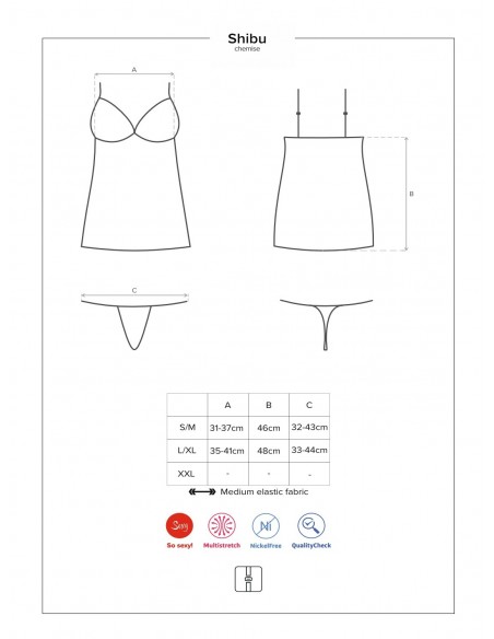 Bielizna Nocna Shibu Koszulka I Stringi Czarna L/Xl - Koszule nocne - 7