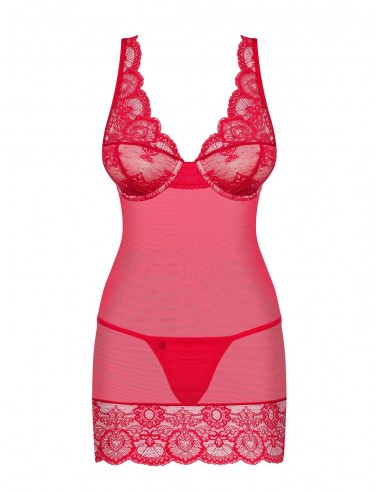 Bielizna Nocna 853-Che-3 Koszulka I Stringi Czerwona  S/M - Koszule nocne - 5