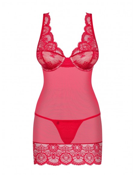 Bielizna Nocna 853-Che-3 Koszulka I Stringi Czerwona  S/M - Koszule nocne - 5