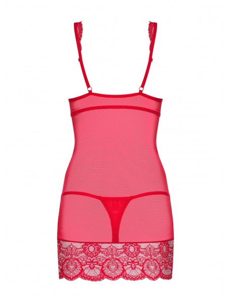 Bielizna Nocna 853-Che-3 Koszulka I Stringi Czerwona  S/M - Koszule nocne - 6