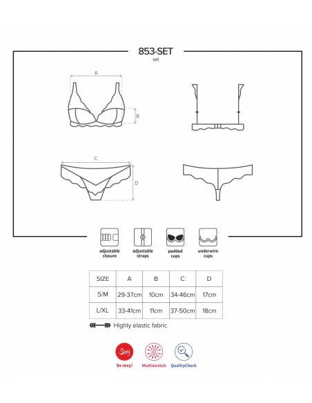 Komplet Bielizny 853-Set-3 Czerwony S/M - Komplety bielizny erotycznej - 7