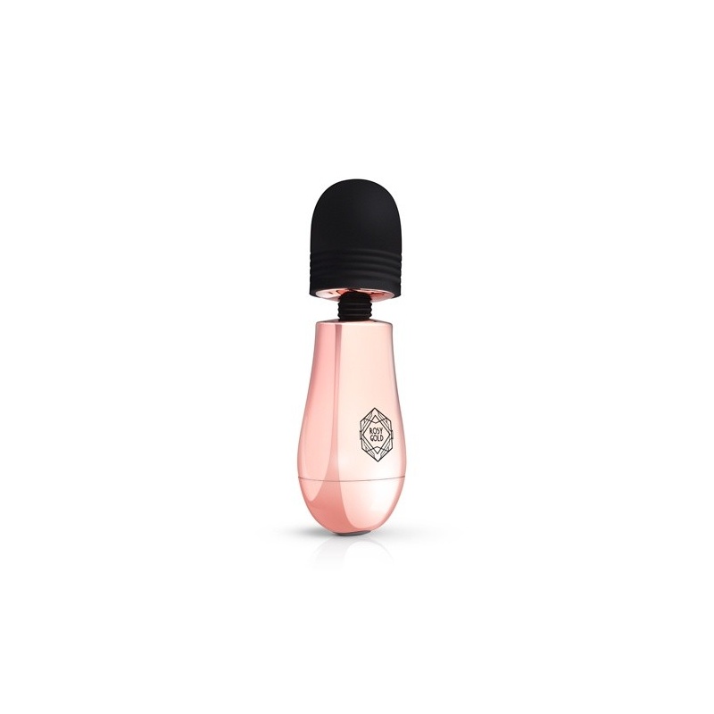 Masażer Rosy Gold Nouveau Mini z miękką głowicą silikonową, 10 trybami wibracji i wodoodpornością IPX7, o długości 12,5 cm - 4