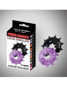 Zestaw pierścieni erekcyjnych Cockdriller 2 Pack Black / Purple 2 Pack Cockring  5 Cm X 1,6 Cm - Pierścienie erekcyjne niewibruj
