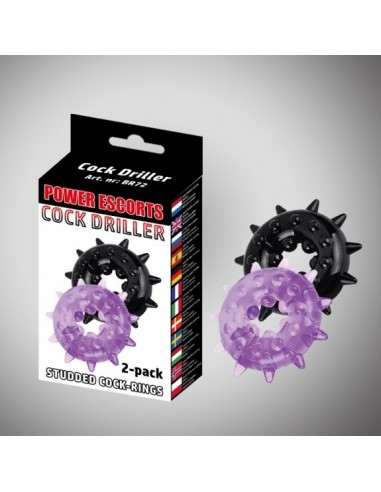 Zestaw pierścieni erekcyjnych Cockdriller 2 Pack Black / Purple 2 Pack Cockring  5 Cm X 1,6 Cm - Pierścienie erekcyjne niewibruj