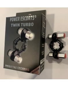 Pierścień na penisa z wibracjami Twin Turbo Czarny With Silver Double Motor - Pierścienie erekcyjne wibrujące - 1
