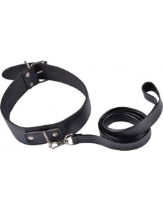 Obroża ze smyczą Kinky collar black  collar with leash  adjustable - Chokery, obroże i smycze - 1