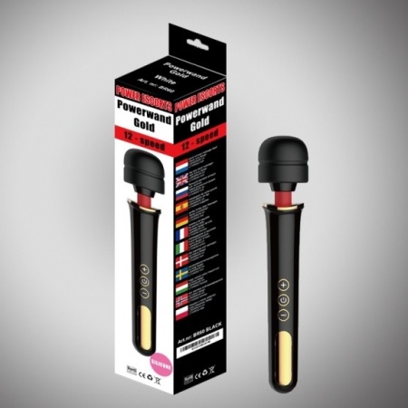 Masażer łechtaczki Powerwand Gold Black Big Size – 12 prędkości, czarno-złoty - 3
