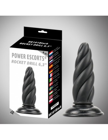 Duży korek analny Rocket drill black  big anal plug 16 cm - Duże Korki Analne - 1