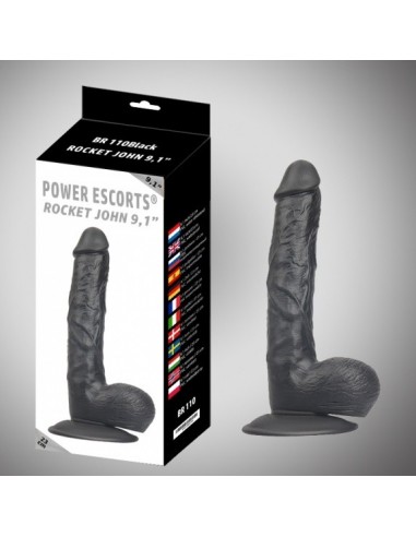 Dildo Rocket John Black Realistic Dildo 23 cm - Dilda realistyczne - 2