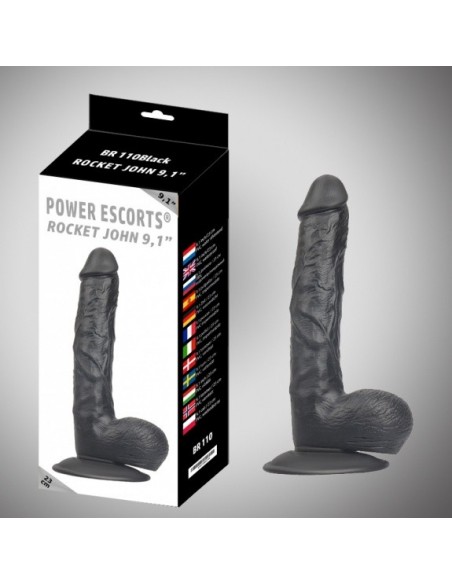 Dildo Rocket John Black Realistic Dildo 23 cm - Dilda realistyczne - 2