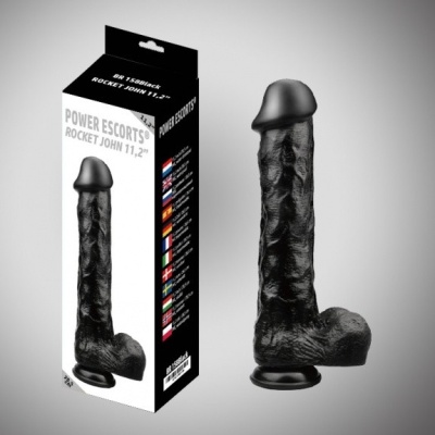 Dildo rotacyjne Rocket John 28,5 cm czarne - 1