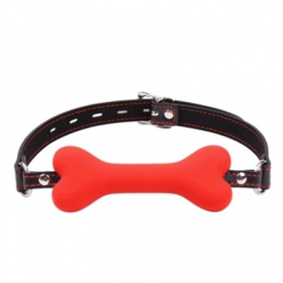 Knebel Bone Gag Red w kształcie kości – silikonowy, czerwony - 1