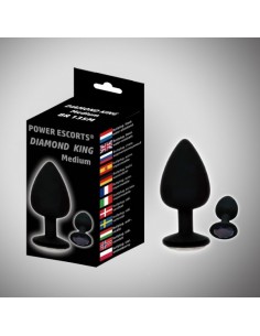 Buttplug Diamond King Medium Black With Black Stone 8x3,5 cm - Korki analne pozostałe - 1 2