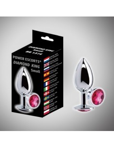 Stalowy korek analny Diamond king small with pin stone 7,2x3,2 cm - Korki analne stalowe - 1 2