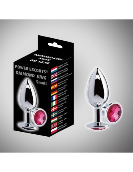 Stalowy korek analny Diamond king small with pin stone 7,2x3,2 cm - Korki analne stalowe - 2