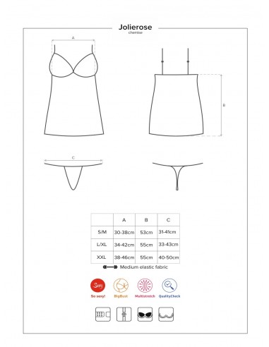 Bielizna Nocna Jolierose Koszulka I Stringi Czerwone  S/M - Koszule nocne - 4