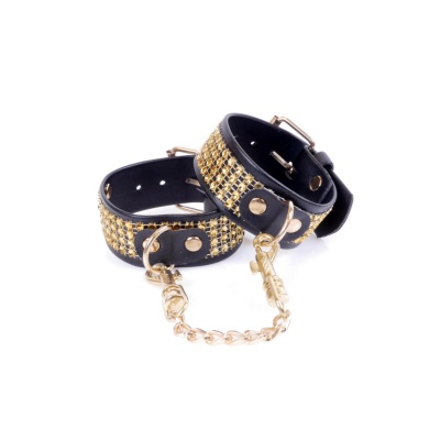 Kajdanki erotyczne Handcuffs With Cristals 3 Cm Gold - 1