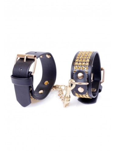 Kajdanki erotyczne Handcuffs With Cristals 3 Cm Gold - Kajdanki erotyczne - 3