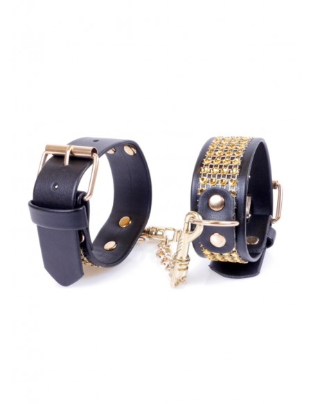 Kajdanki erotyczne Handcuffs With Cristals 3 Cm Gold - Kajdanki erotyczne - 3
