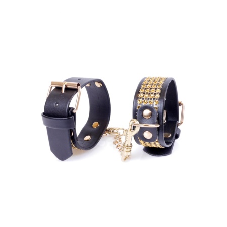 Kajdanki erotyczne Handcuffs With Cristals 3 Cm Gold - 3
