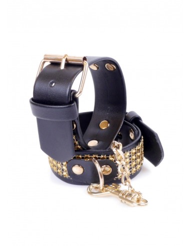 Kajdanki erotyczne Handcuffs With Cristals 3 Cm Gold - Kajdanki erotyczne - 4