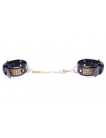 Kajdanki erotyczne Handcuffs With Cristals 3 Cm Gold - Kajdanki erotyczne - 5