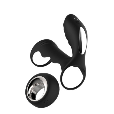 Stymulator dla par HYPERION REMOTE z bezprzewodowym pilotem i rękawem na penisa z dwoma pierścieniami - 3,2 cm średnicy, 10,8 cm - 1