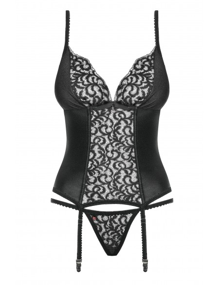 Zestaw Laluna Gorset I Stringi Czarny - Komplety bielizny erotycznej - 5