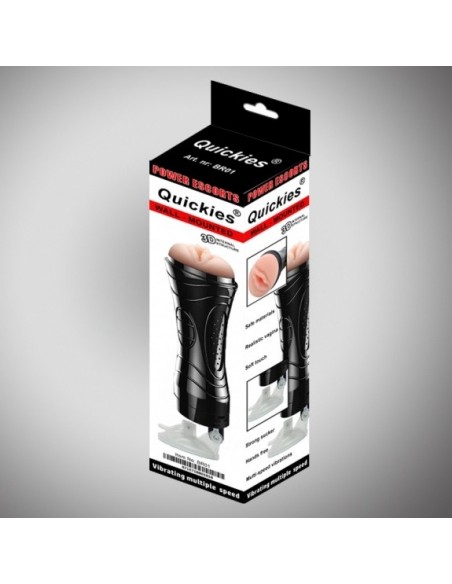 Masturbator Z Wibracją Quickies Black Wallmounted - Masturbatory i Sztuczne pochwy - 3