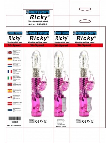 Wibrator króliczek Ricky pink 36 speed rabbit 23,5 cm - Wibratory Króliczki - 2