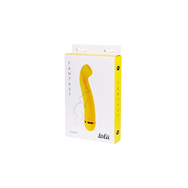 Wibrator Fantasy Phanty Yellow - zakrzywiony silikonowy stymulator punktu G, 20 trybów, 18 cm - 2