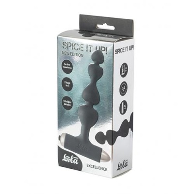 Wibrator analny Excellence Black New Edition - silikon medyczny, 10 trybów wibracji, długość całkowita 15 cm - 1 2