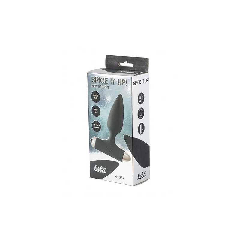 Wibrujący korek analny Glory Black z wibro-kulą - 10 trybów, silikon medyczny, 15 cm (Ø 3,2 cm) - 2