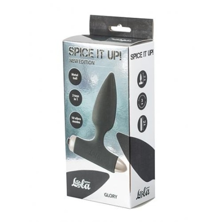 Wibrujący korek analny Glory Black z wibro-kulą - 10 trybów, silikon medyczny, 15 cm (Ø 3,2 cm) - 2