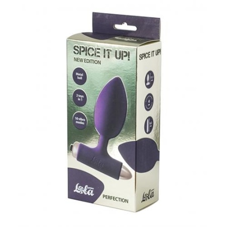 Wibrujący korek analny Perfection Ultraviolet z wyjmowaną kulą wibracyjną, 10 trybów, długość 11,1 cm - 2