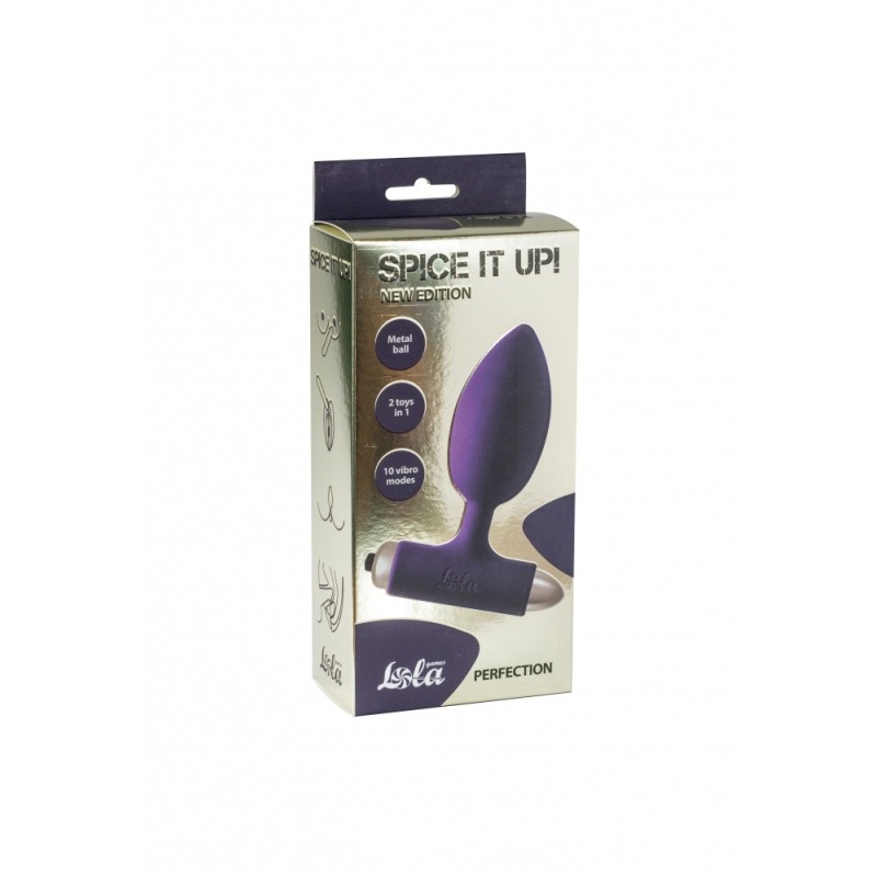 Wibrujący korek analny Perfection Ultraviolet z wyjmowaną kulą wibracyjną, 10 trybów, długość 11,1 cm - 3