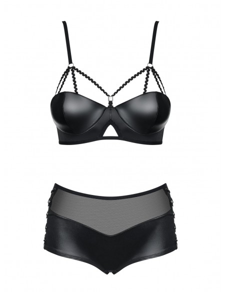 Komplet Bielizny Leatheria 2-Częściowy Czarny  S/M - Komplety bielizny erotycznej - 5